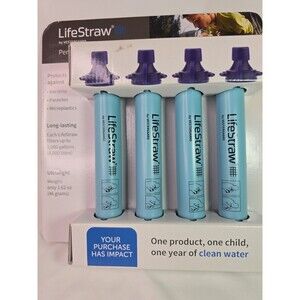4 Pack LifeStraw Personal Water Filter Hiking Camping Travel Emergency